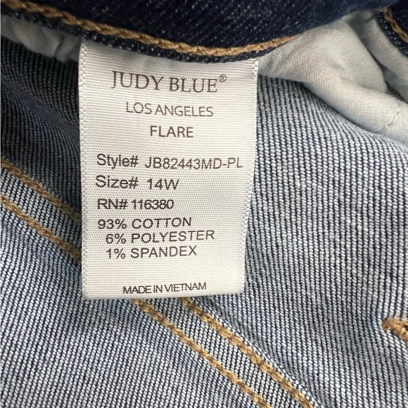 Judy Blue Dark Blue Flare Jeans Size 14 Women’s Boho Comfy Bell Bottom - Picture 5 of 6